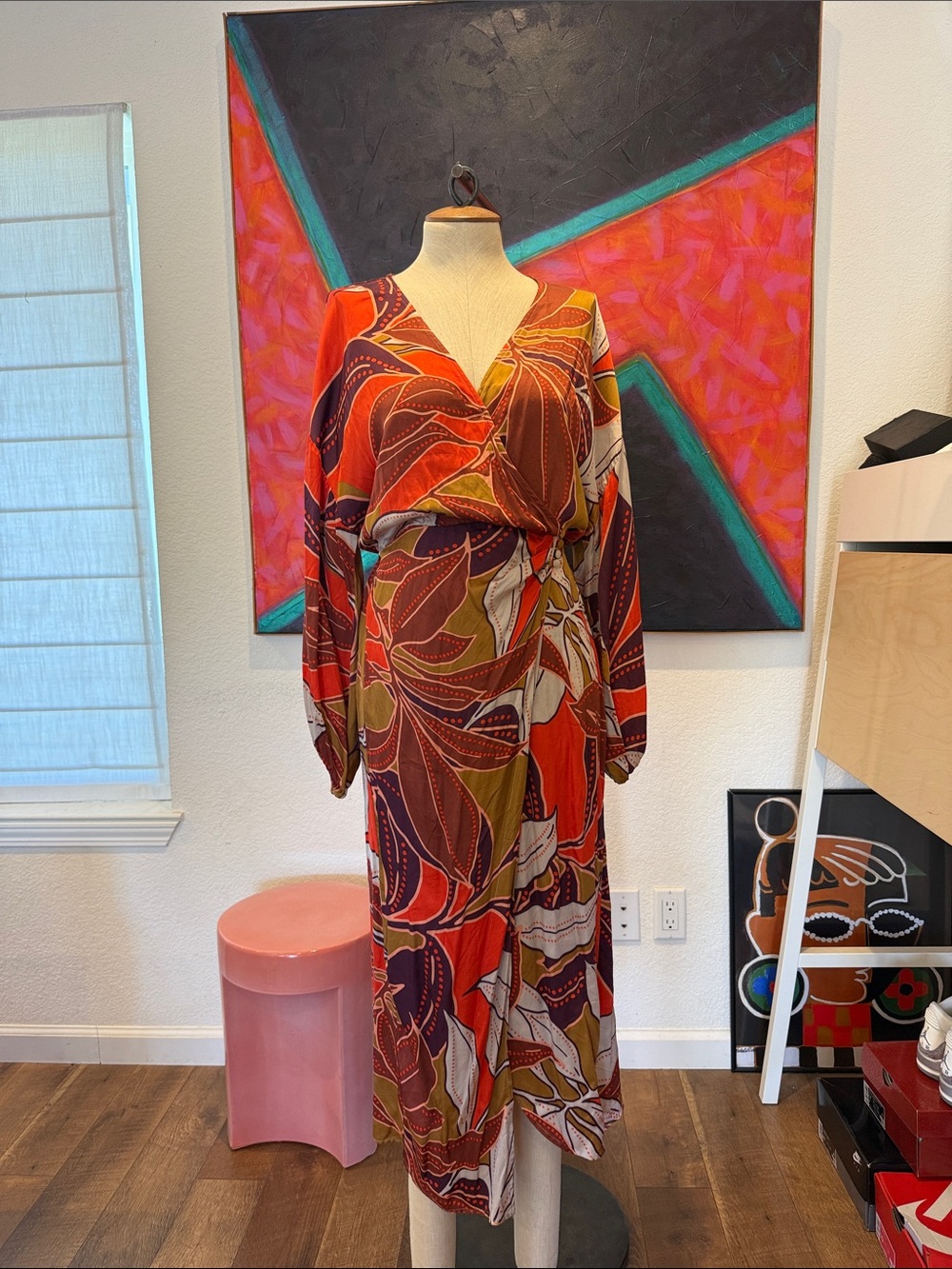 Anthropologie Red 70’s style Wrap Dress - Picture 1 of 4